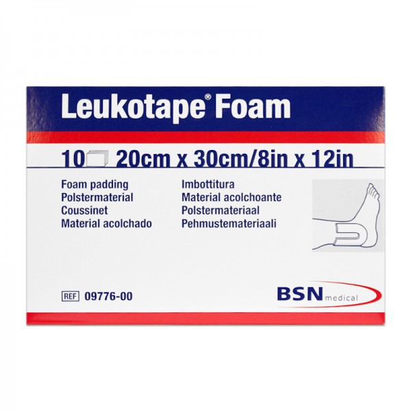Leukotape Foam: Cuttable foam-rubber sheet (box of 10 sheets)